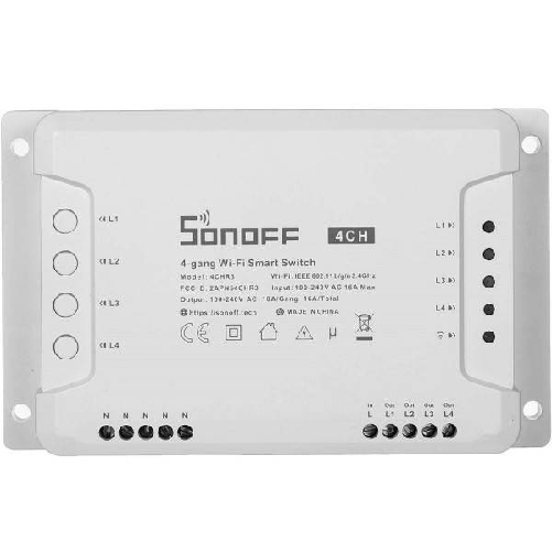 Trade Shop Traesio-interruttore Intelligente Sonoff 4chr3 Wi-fi Smart Switch A 4 Canali Alexa Google -