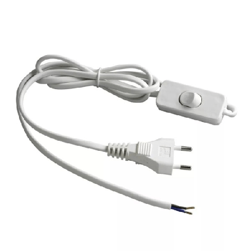 Trade Shop Traesio-cavo Alimentazione Bianco Presa Elettrica Interruttore 2gx0.75mm 1.5mt Bipolare -
