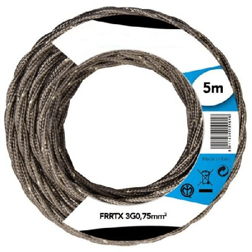 Trade Shop Traesio-cavo Elettrico In Tessuto Frrtx 5mt Intrecciato Per Lampada E Lampadario Bronzo -