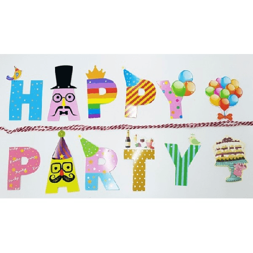 2 Festoni Carta Happy Party Corda Bianco Rosso Ghirlanda Compleanni Feste Wedding -