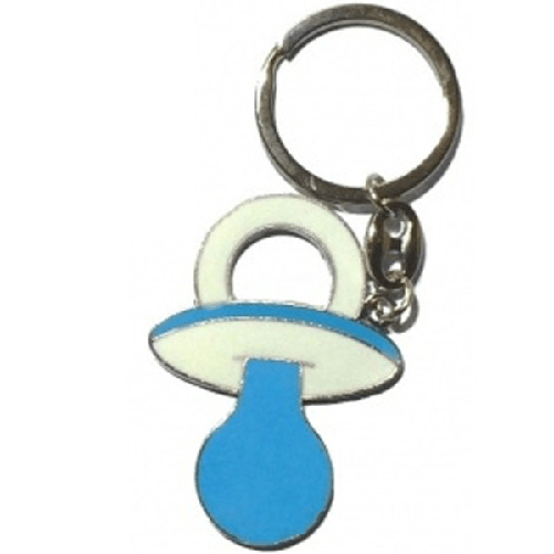 Trade Shop Traesio-12 Portachiavi Bomboniere Battesimo Nascita Ciuccio In Metallo Bambino Azzurro -