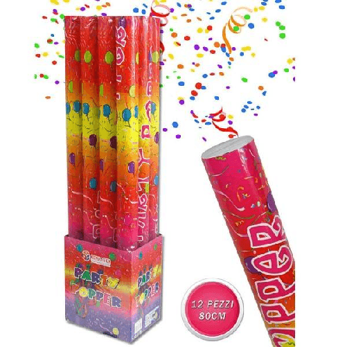 Trade Shop Traesio-set 12 Spara Coriandoli Colorati 80 Cm Per Feste Compleanno Party Cannone Tubo -