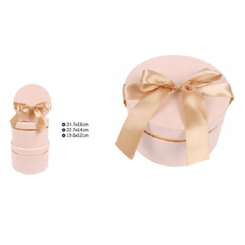 Trade Shop Traesio-set 3 Scatole Scatola Box Regali Varie Misure Matrioska Tonde Rosa Pallido 71944 -