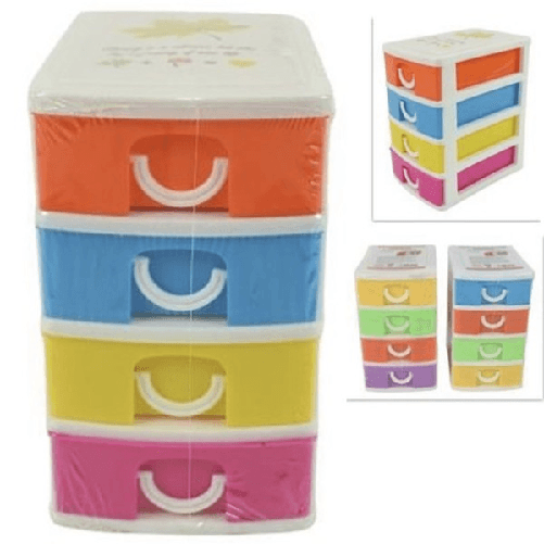 Cassettiera In Plastica 4 Cassetti Contenitori 15x13x9cm Porta Oggetti Multiuso -