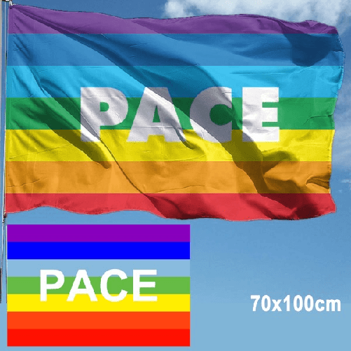Trade Shop Traesio-bandiera Della Pace 70x100cm Arcobaleno Con Asola Laterale Da Bastone In Tessuto -