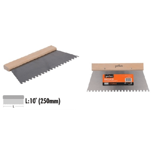 Spatola Dentata Raschietto Trapezoidale Acciaio Impugnatura Legno 10′′ 250mm 90459 -