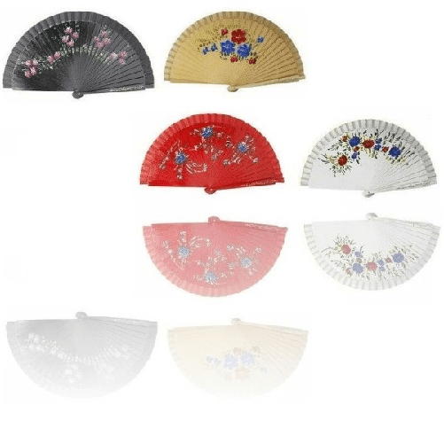 Trade Shop Traesio-set 12 Pz Ventagli Ventaglio Fantasia Fiori 23x42cm Estate Caldo Gadget -