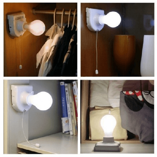 Trade Shop Traesio-set 2pz Luci Led Lampadine Bulbi Portatili Senza Fili Interruttore Adesive A Batterie -