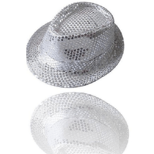 Cappello Borsalino Paillettes Argento Spettacolo Teatro Paillette Uomo Donna -