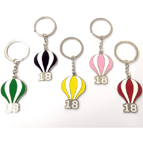 Trade Shop Traesio-set Bomboniere Per Compleanno Festa 18 Anni Mongolfiera Porta Chiavi Portachiavi -