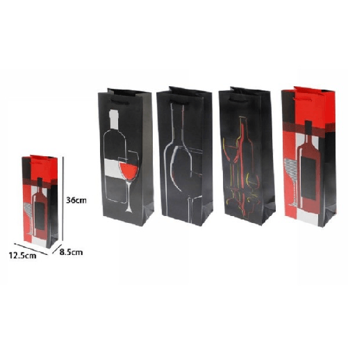 Trade Shop Traesio-set 3 Buste Da Regalo 36x12.5x8.5cm Sacchetto Vino Bottiglie 69896 Varie Fantasie -