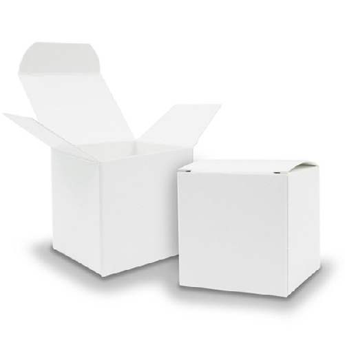 Trade Shop Traesio-15 Bomboniera Scatola Bianco Cubo Carta Lucida Portaconfetti Matrimoni Battesimo -