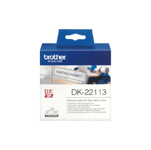 Brother DK-22113 nastro per etichettatrice Nero trasparente