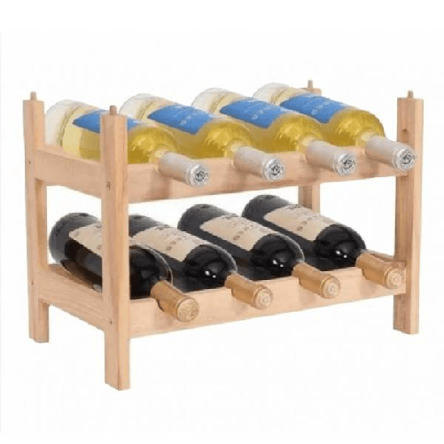 Trade Shop Traesio-cantinetta Porta Bottiglie Vino In Legno 8 Posti Cantina Componibile Impilabile -