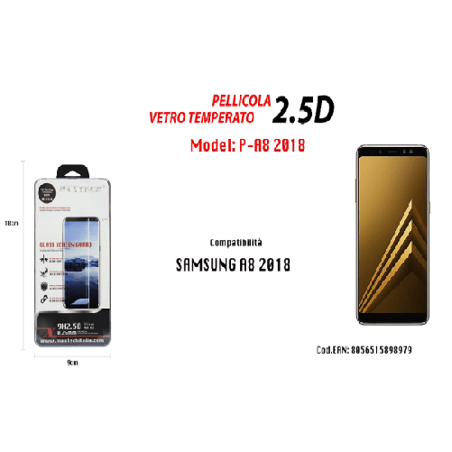 Maxtech-vetro Temperato Pellicola Per Samsung Galaxy A8 2018 Copertura Maxtech P-a8 2018 -
