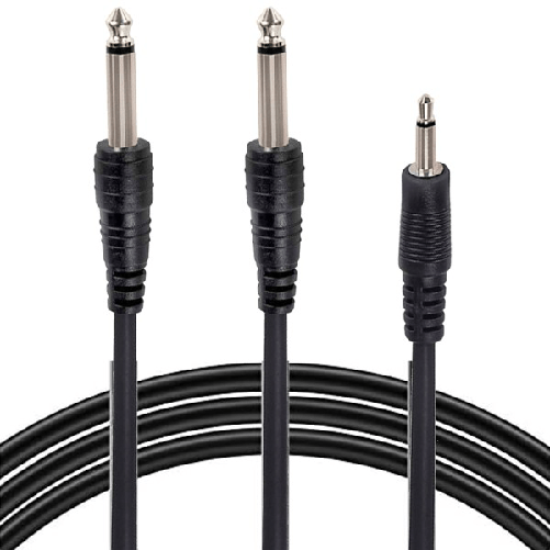 Maxtech-cavo Audio Aux 3.5mm Maschio A Doppio Cavo Jack 6.5mm Maschio Mono 3 Mt Ajack-02 -