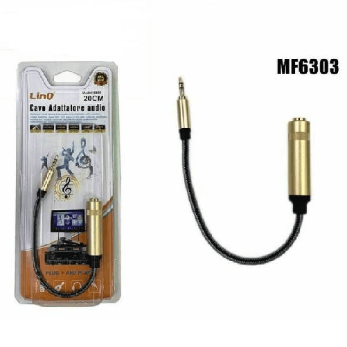 Cavo Adattatore Audio Jack 3,5mm Maschio - 6,35mm Femmina Lung 20cm Linq Mf6303 -