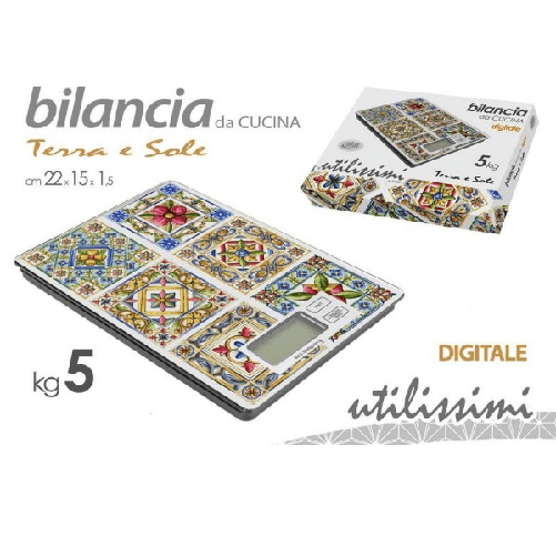 Bilancia Portatile Da Cucina Digitale Max. 5kg 22x15x1,5cm Decoro Mosaico 828508 -