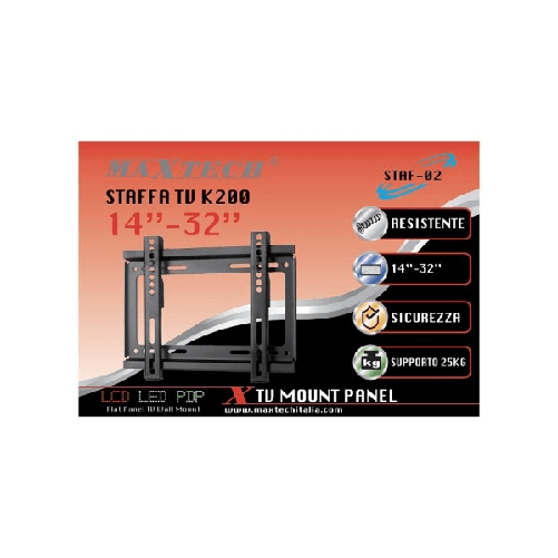 Maxtech-staffa Supporto Da Muro Televisione 14"-32" Staffe Fino 25kg Maxtech Tv K200 Staf-02 -