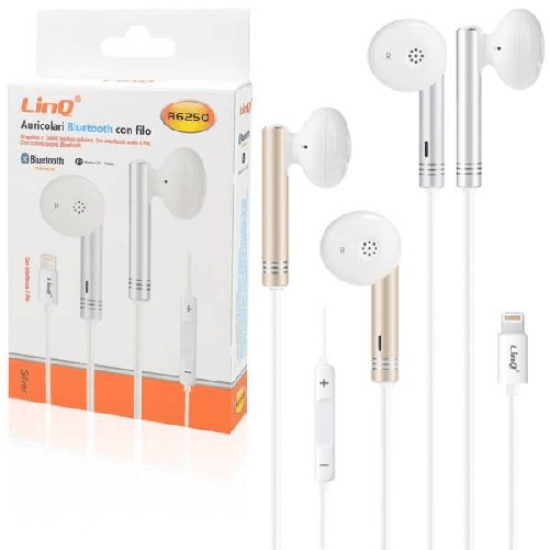 Linq-auricolari Stereo Musica Cuffie Bluetooth Con Filo R6250 Lightning 8 Pin Iphone -