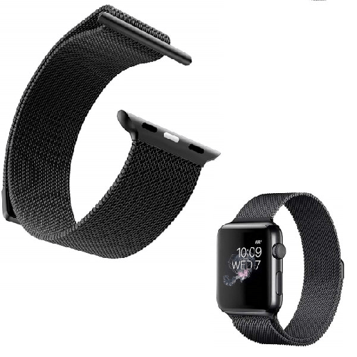 Trade Shop Traesio-cinturino Nero 42mm Maglia Milanese Iwatch Serie 3/2/1 Chiusura Magnetica -