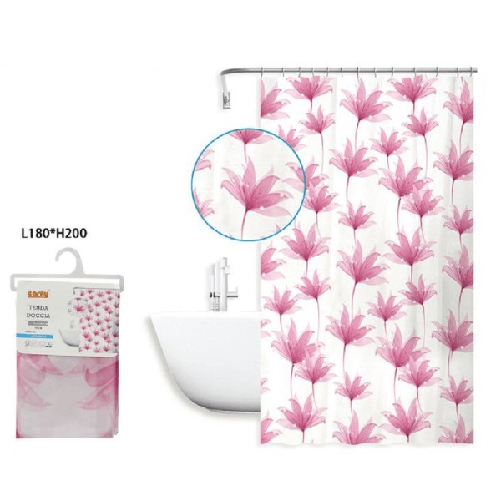Cleafe-tenda Doccia Antimuffa Impermeabile 180x200 Cm Con Anelli Bagno Fiori Rosa 59803 -