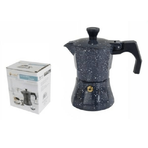 Caffettiera Moka Macchinetta Caffè Espresso Effetto Pietra Misura 3 Tazze -