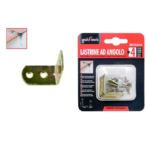 Set 4pz Lastrina Lastrine Ad Angolo Forma L 30x18x2mm Con Viti Per Mobili 91216 -
