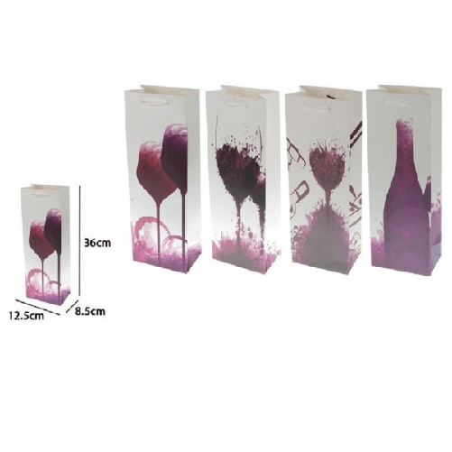 Trade Shop Traesio-set 3 Buste Regalo Sacchetto Bottiglie Vino 36x12.5x8.5 Cm 69897 Varie Fantasie -