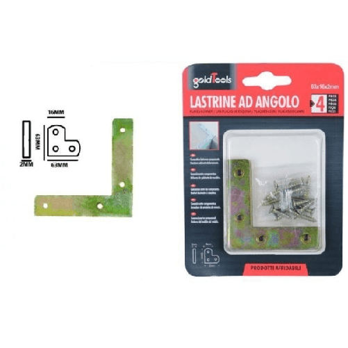 Set 4 Pz Lastrina Lastrine Ad Angolo Forma V 63x16x2mm Con Viti Per Mobili 91228 -