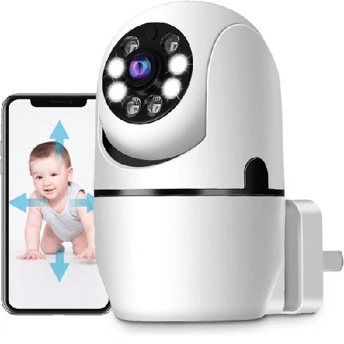 Trade Shop Traesio-telecamera Wireless Con Spina 360° Rilevamento Movimento Tracciamento Automatico -