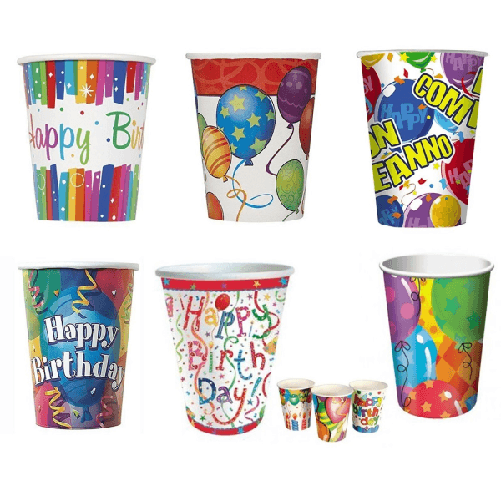 Trade Shop Traesio-set 48pz Bicchieri Di Carta Per Feste Happy Birthday Usa E Getta Compleanno Party -