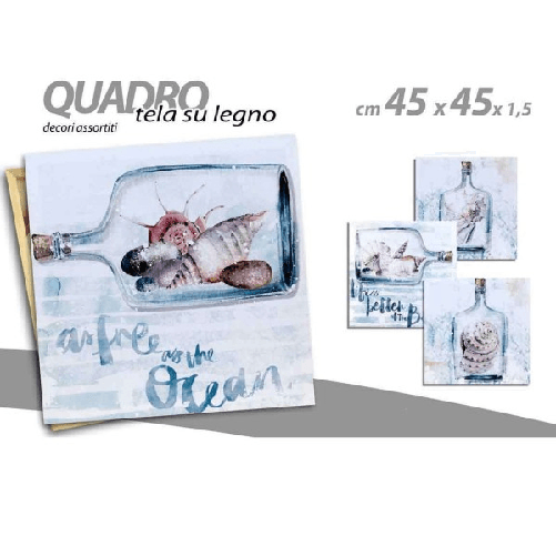 Quadro Quadretto Decorativo 45x45x1,5 Cm Tela Su Legno Deluxe Decori Ass. 743740 -