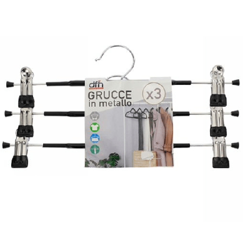 Trade Shop Traesio-set 3 Grucce Pantaloni In Metallo Armadio Clip Antiscivolo Gonne Shorts Top 31cm -