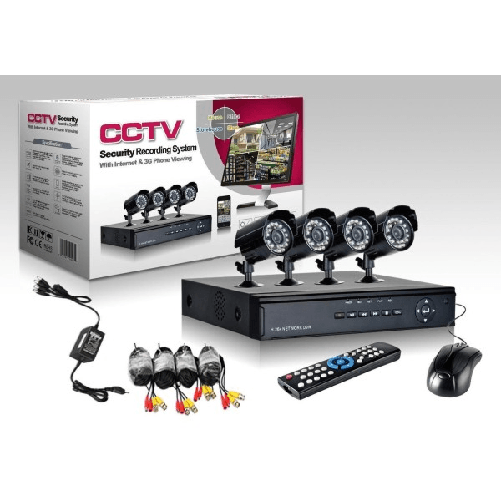 Trade Shop Traesio-kit Videosorveglianza Ccd Dvr 4 Canali Telecamera Infrarossi Ir 24 Led Lan 3g -