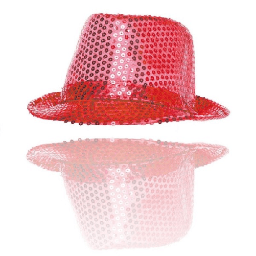 Cappello Borsalino Paillettes Rosso Spettacolo Teatro Paillette Uomo Donna -