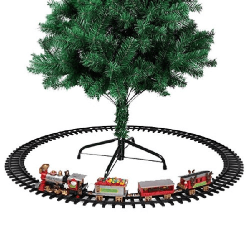 Trenino Natalizio Con Slitta Di Babbo Natale A Batteria Decorazione Base Albero -