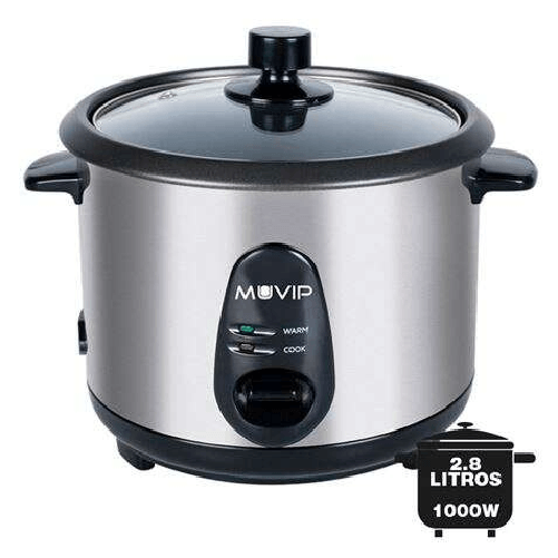 Cuociriso Muvip - CapacitÃ Â 2,8 Litri - Potenza 1000W - Corpo in Acciaio Inox - Contenitore Antiaderente - Coperchio in Cuociriso Muvip - Capacità 2