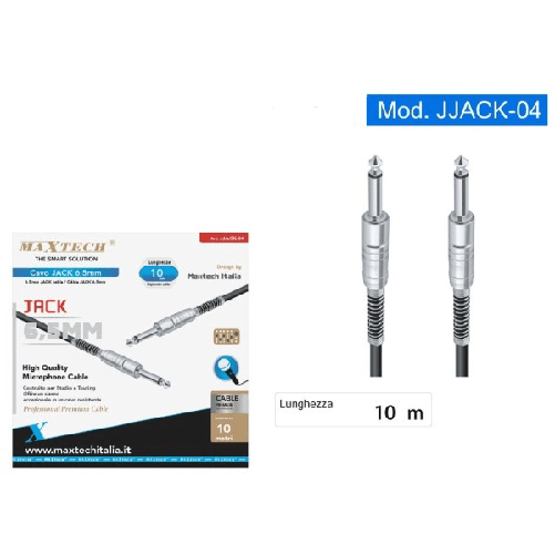 Maxtech-cavo Collegamento 2 Jack Da 6.5mm Mono 10mt Cavo Microfono Audio Stereo Jjack-04 -