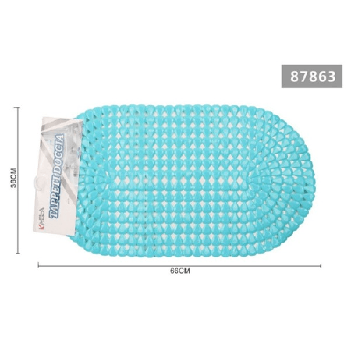 Tappeto Antiscivolo Ovale Diamante Blu Lago Per Vasca Bagno Doccia 36x66cm 87863 -