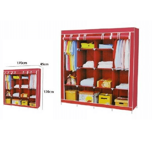 Armadio Guardaroba Tessuto Appendiabiti Acciaio Smontabile Abiti 4 Ante -