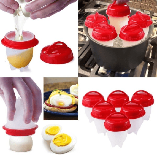 Trade Shop Traesio-cuoci Uova In Silicone Senza Guscio 6 Pz Uovo Sodo Frittata Omelette Egglettes -