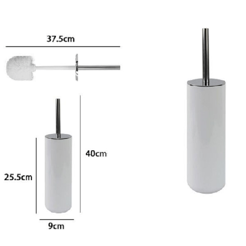 Cleafe-portascopino Porta Scopino Con Scopettino Wc Bagno Toilette Bianco Silver 79866 -