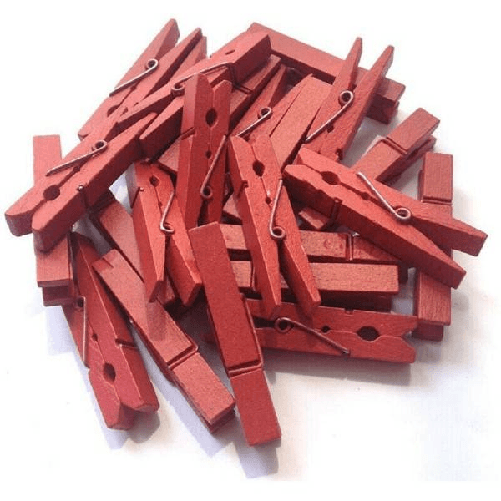 Trade Shop Traesio-mollette Pinze In Legno Per Decorazione Mollettine Rosse Da 3.5 Cm Portafoto -