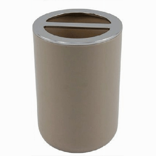 Cleafe-portaspazzolini Bicchiere Accessori Bagno 2 Fori Tortora Silver Contenitore 69466 -