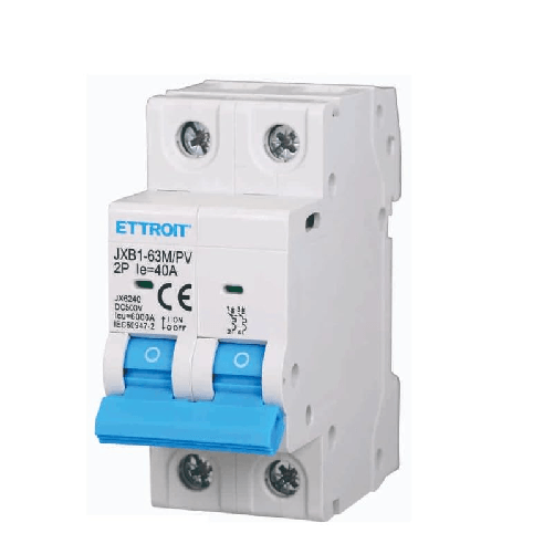 Interruttore Magnetotermico Fotovoltaico 2P DC 500V 40A 6kA Occupa 2 Moduli DIN