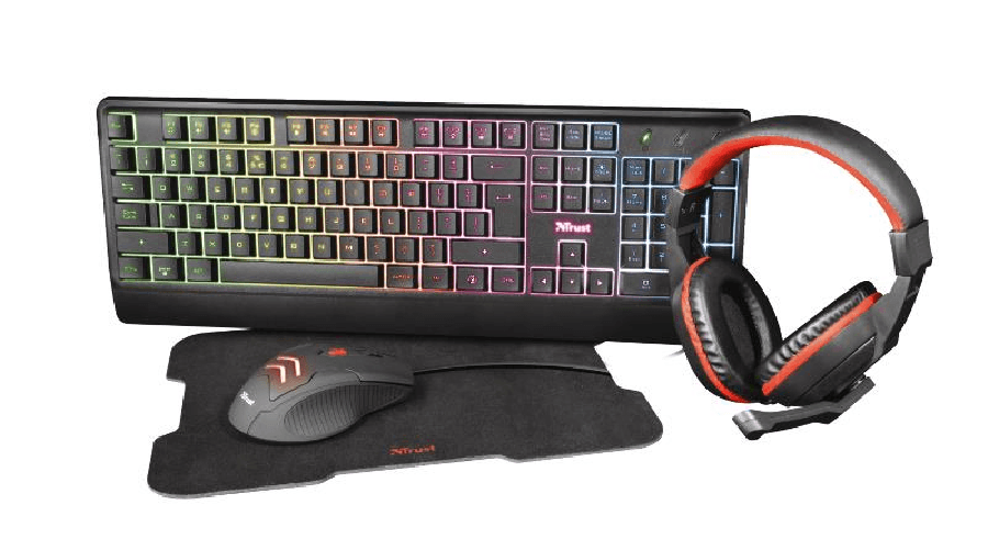 TRUST KIT GAMING TASTIERA MOUSE MOUSEPAD CUFFIE ZIVA 24234