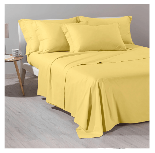 CALEFFI COMPLETO LENZUOLA TINTA UNITA LETTO MATRIMONIALE COLORE GIALLO SOLE