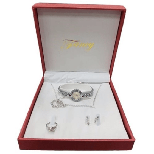 Trade Shop Traesio-set Regalo Per Donna Orologio Orecchini Collana Anello In Cofanetto Elegante -