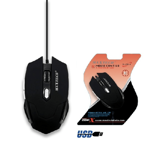 Mouse Da Gioco Gaming Per Computer Pc Cavo Usb 2.0 Filo 1.2 Mt Tasti Maxtech M-z014 -